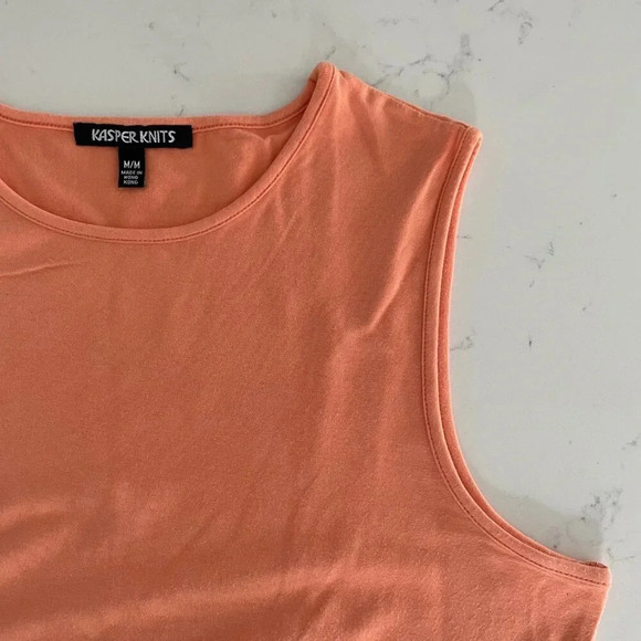 Kasper Knits Slvless Round Nk Neutral Rayon Spandex Tank Top Soft Peach M NWOT - Picture 6 of 9
